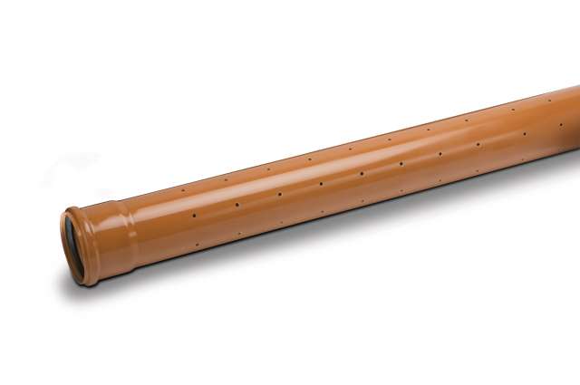 Sewerdrain UG869 PVCu drainage pipe single socketted perforated terracotta